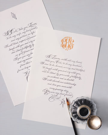 Have your vows written in calligraphy for framing later
