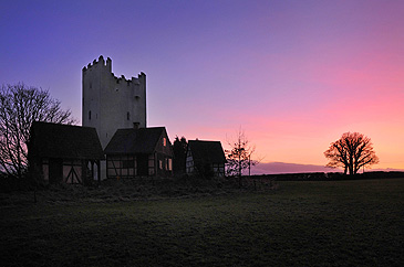 Irish Castles in the dusk purple color 