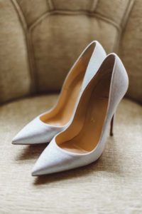 classic white wedding pumps Elegant White flowers and Yellow billy balls flowers - UP the Disney movie