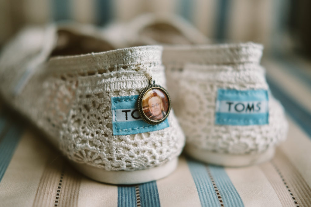 brides slipp on shoes Toms with picture of fatheron heel 