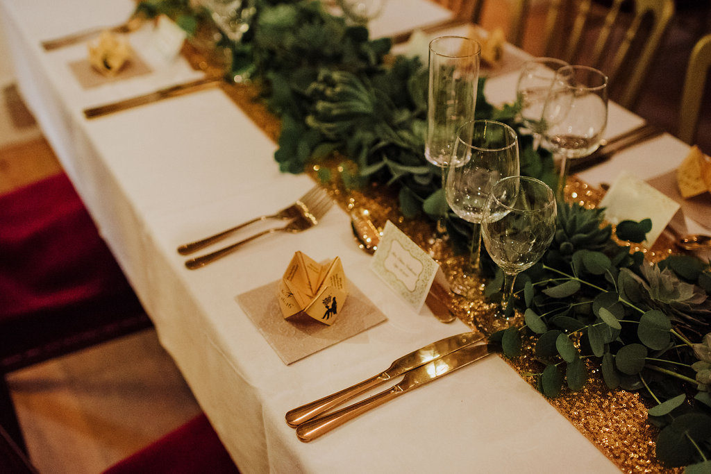 gold glitter wedding table Ireland