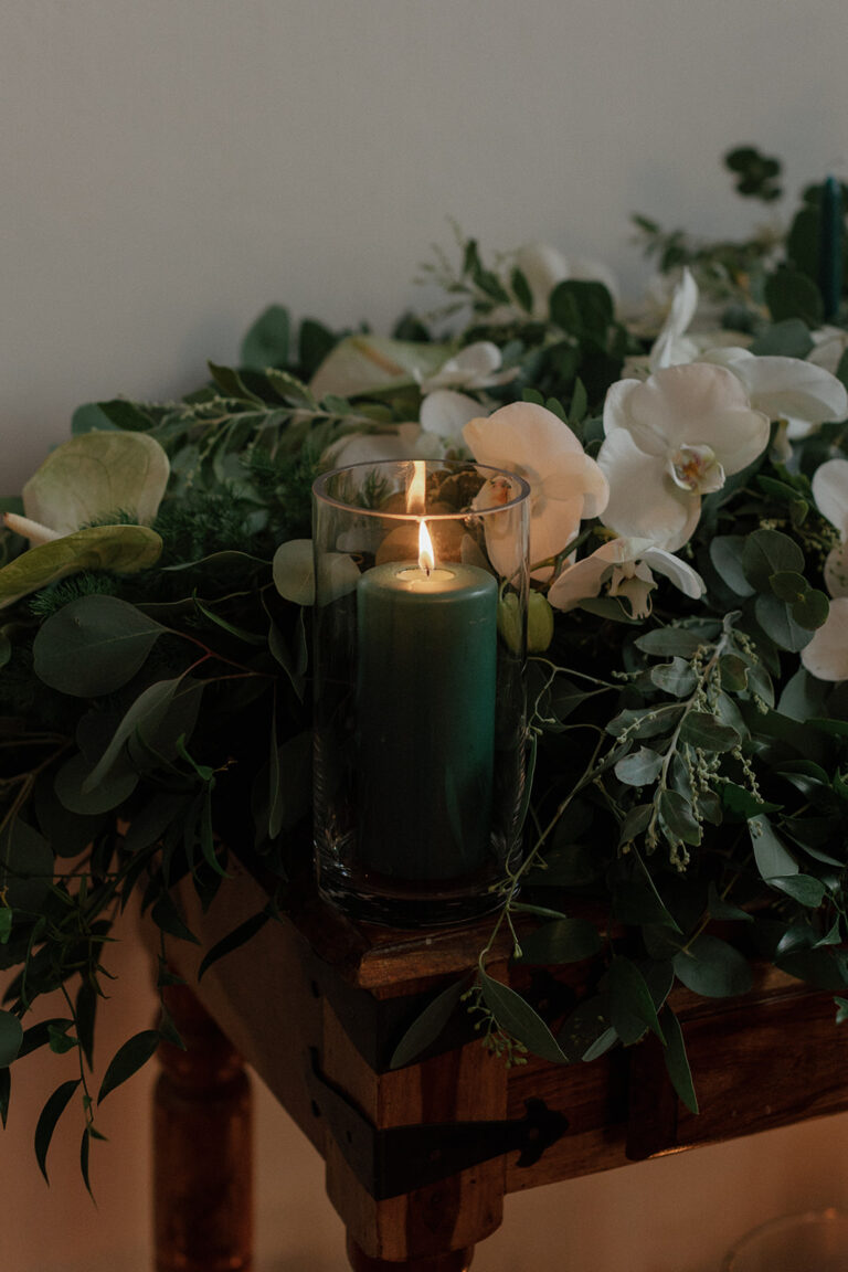 candles and flowers setting