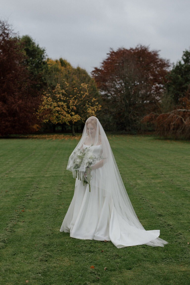 bride photo outside a timeless and elegant day at Bellinter house