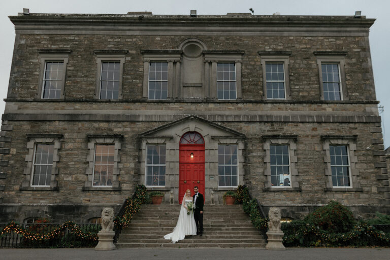 a timeless and elegant day at Bellinter House just married couple standing outside a a timeless and elegant day at Bellinter House