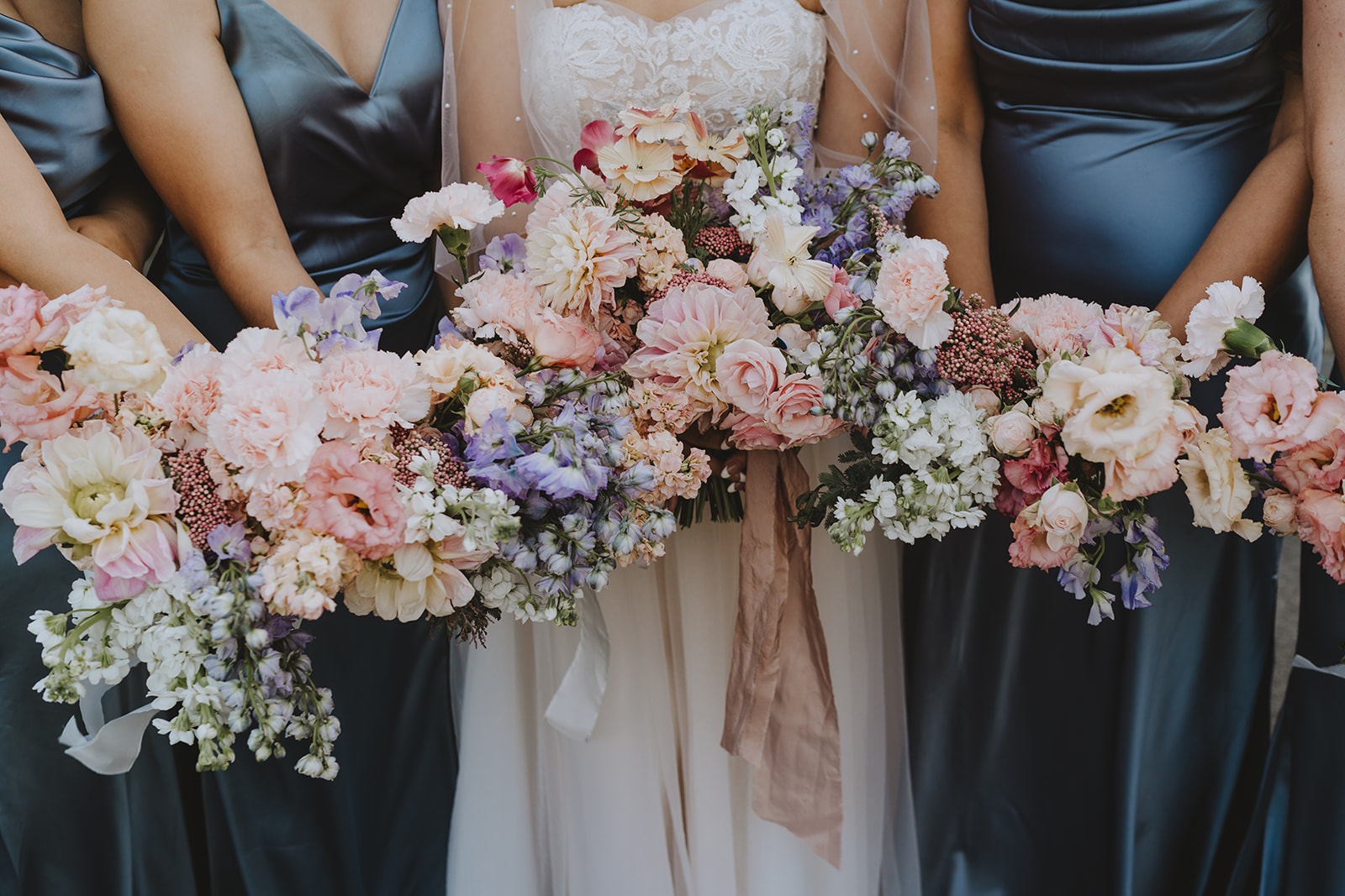 all the bridal bouquets together